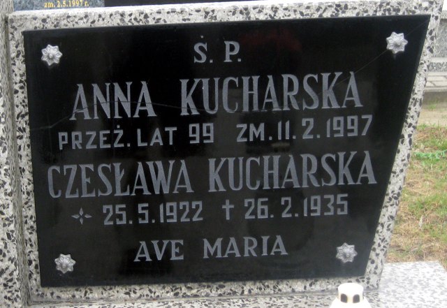 Czesława Kucharska 1922 Kalisz Dobrzec - Grobonet - Wyszukiwarka osób pochowanych